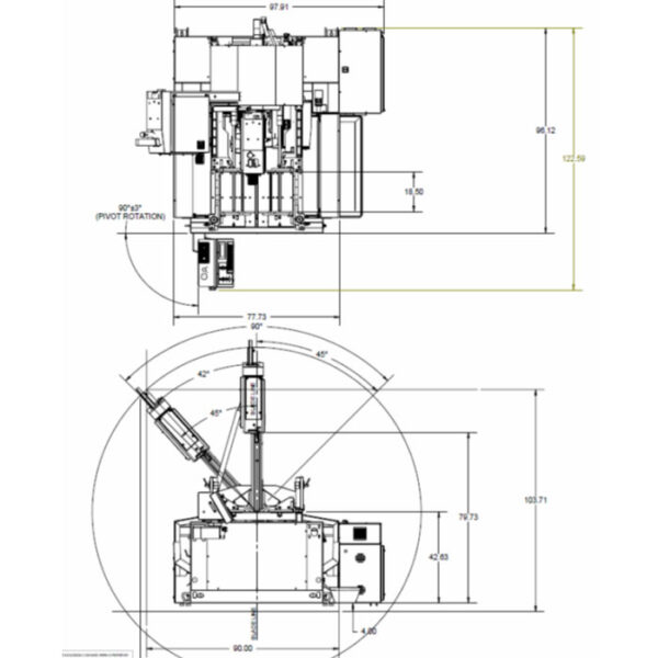 Vertical Mitering Semi-Automatic Band Saw