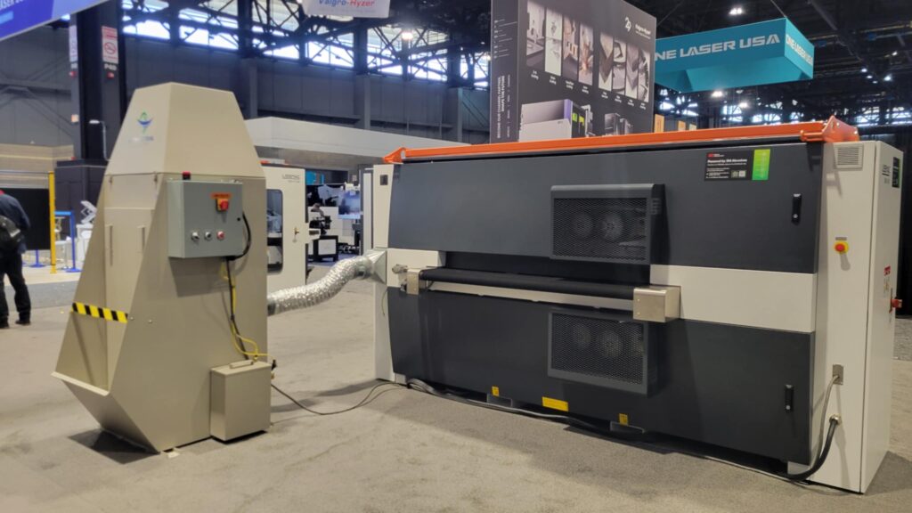 AT Industrial wet dust collector connected to a grinding machine